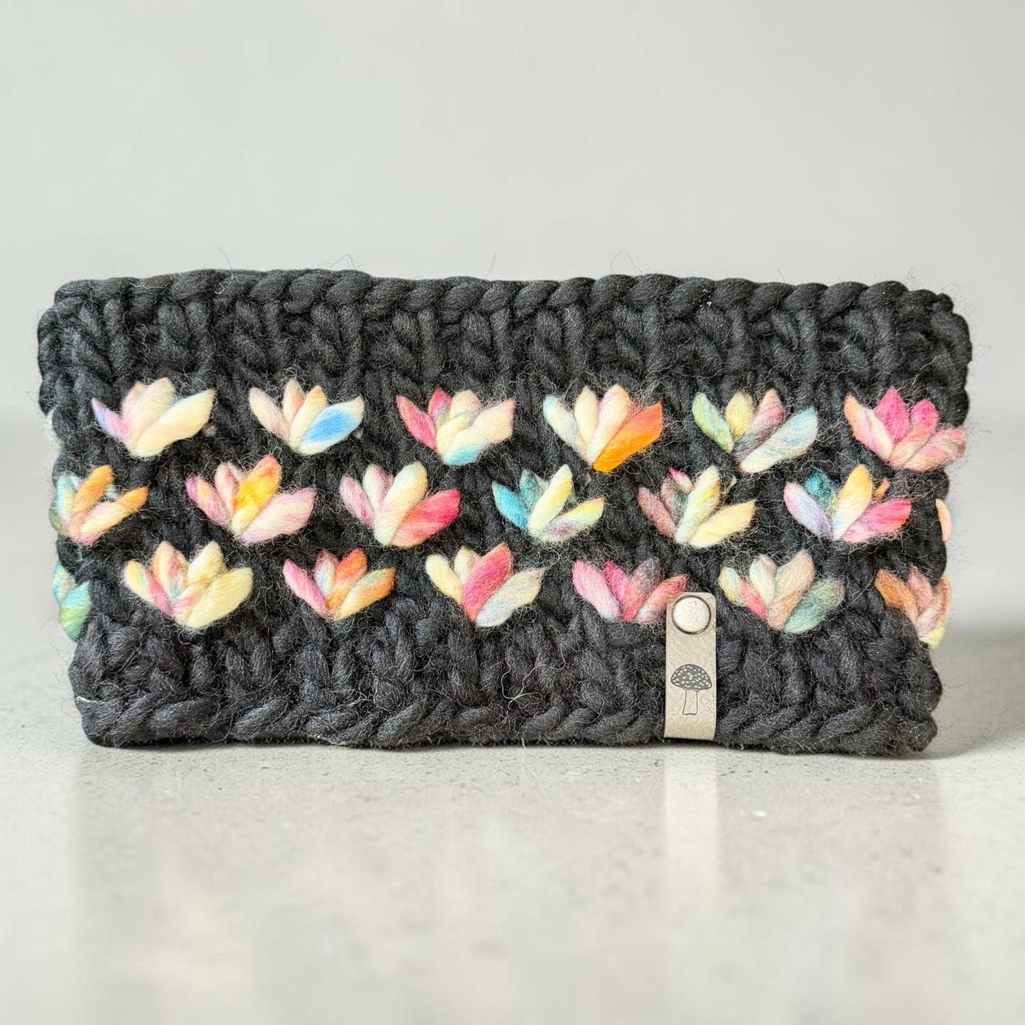 Lotus Flower Headband, Black and Multi Rainbow