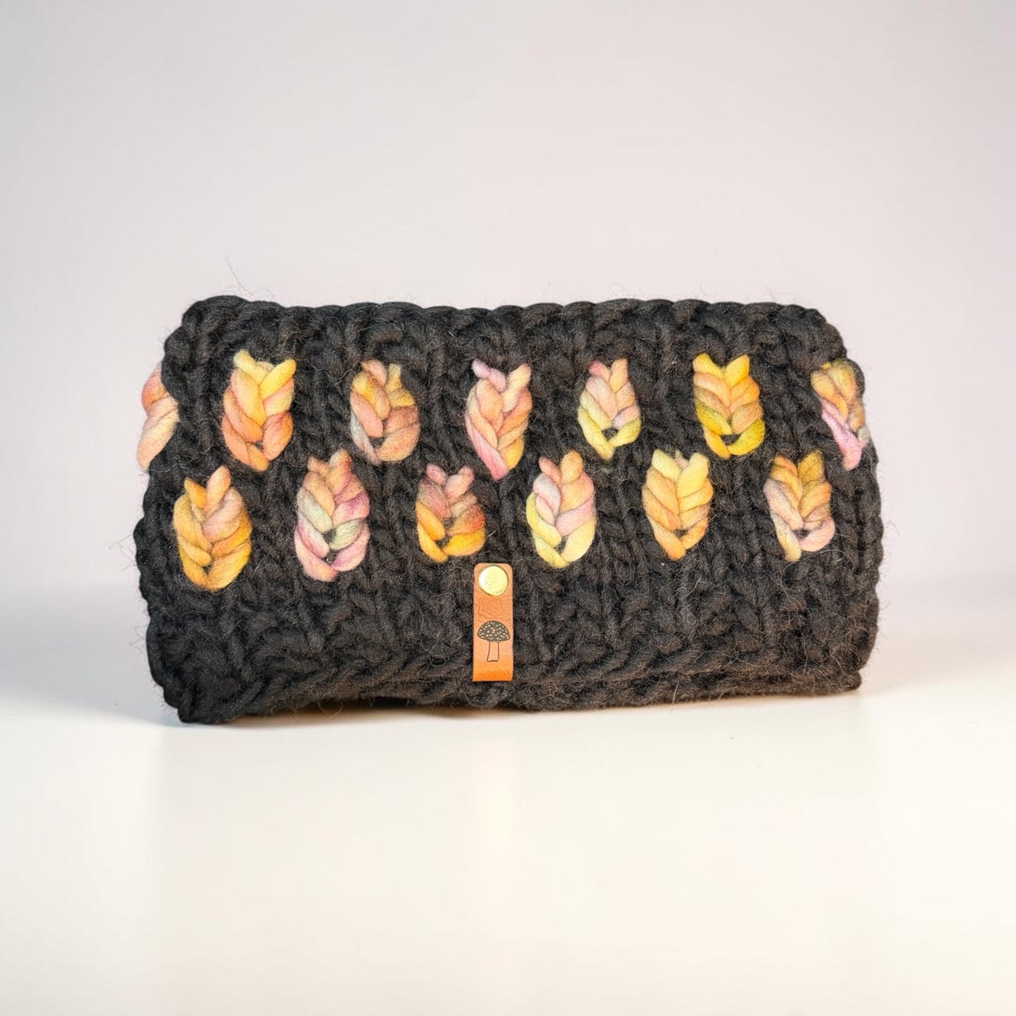 A New Leaf Headband, Black and Multi Orange / Pink