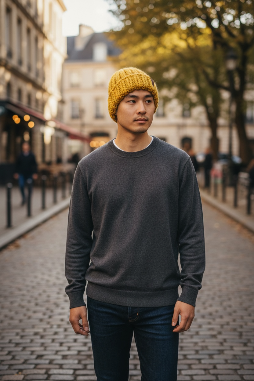 Classic Foldover Knit Beanie, Super Bulky, Goldenrod
