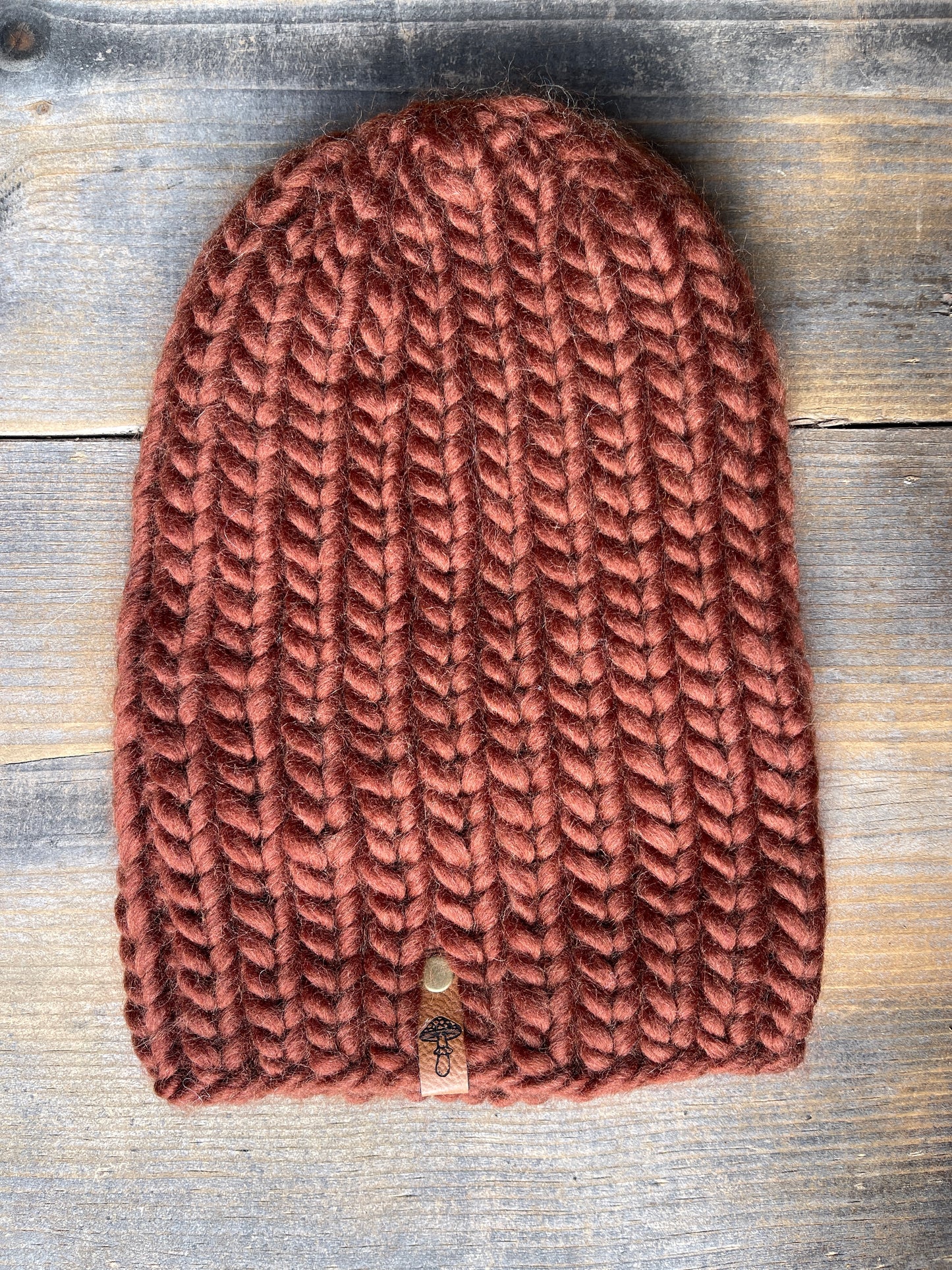 Classic Foldover Knit Beanie, Super Bulky, Chestnut