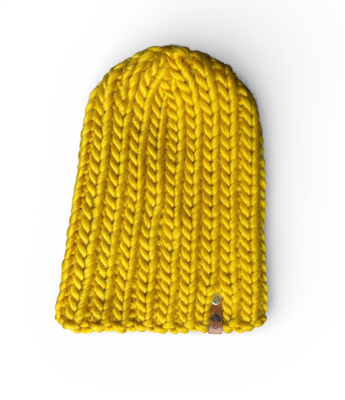 Classic Foldover Knit Beanie, Super Bulky, Goldenrod