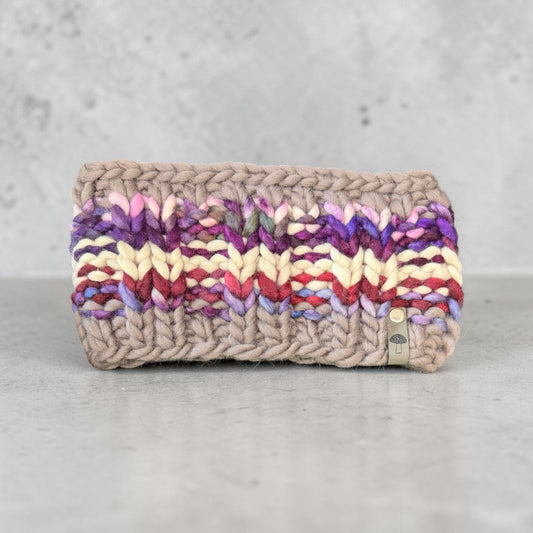 Purly Stripes Headband, Multi Purple /Gray