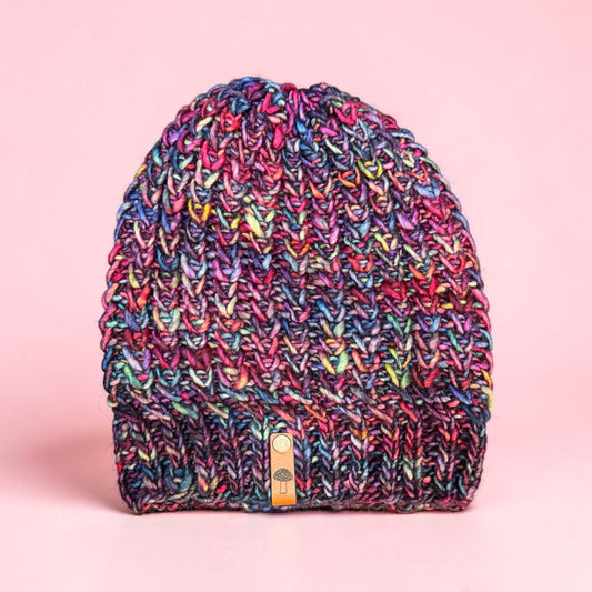 Braided Hearts Beanie, Lightweight, Multi / Purple