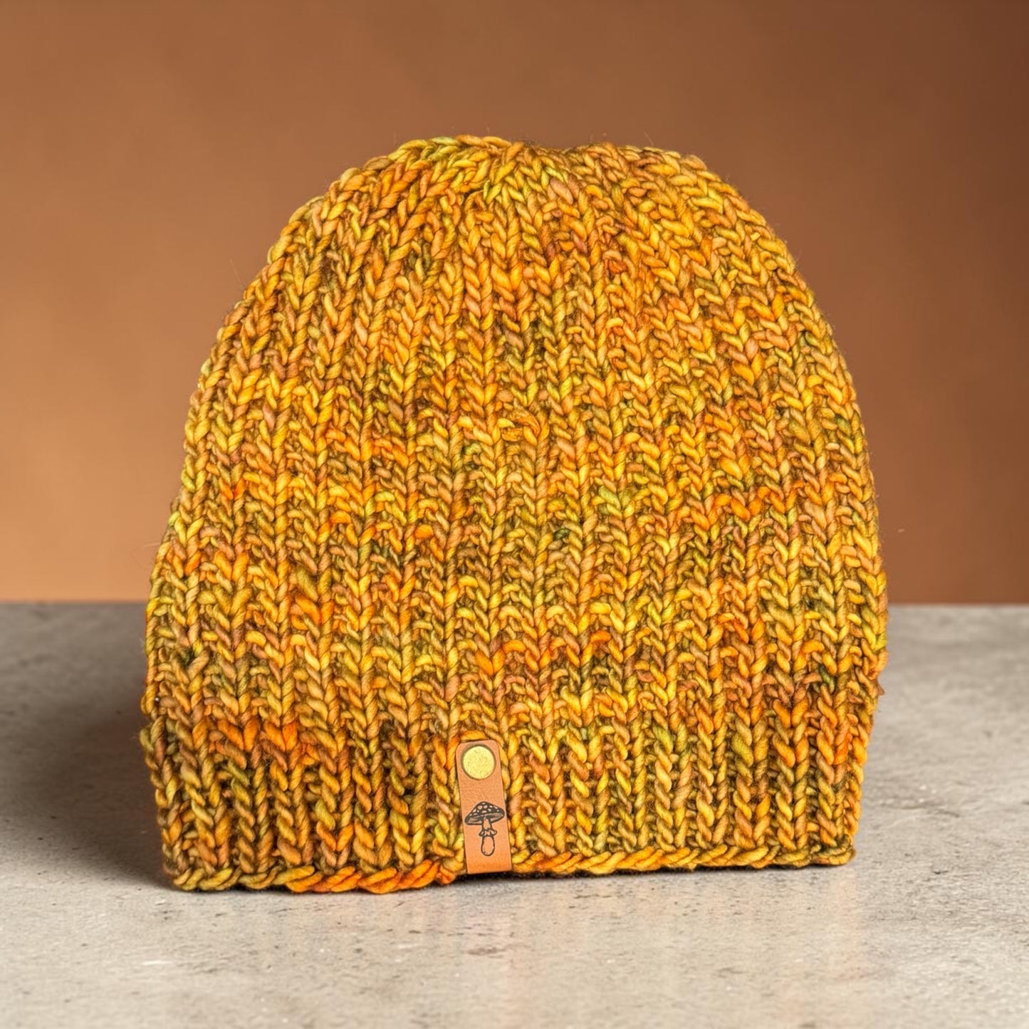 Vertical Stripes Knit Beanie, Lightweight, Calendula