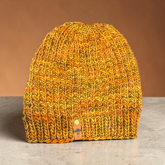 Vertical Stripes Knit Beanie, Lightweight, Calendula