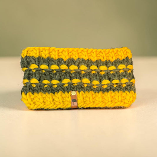 Revival Headband, Olive Green on Goldenrod