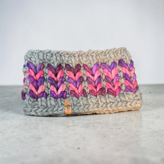 Heartbreaker Headband, Gray and Pink / Purple