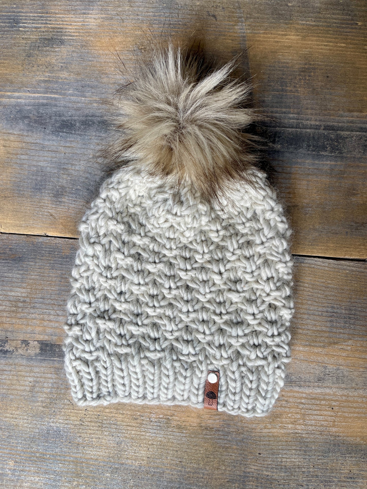 Arbor Knit Beanie, Super Bulky, Fog with Pom