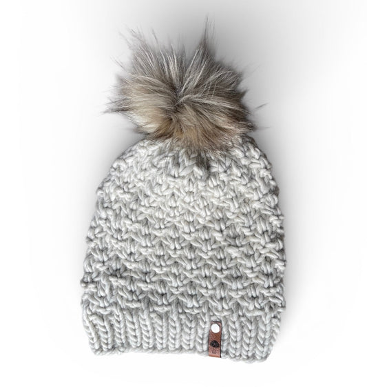 Arbor Knit Beanie, Super Bulky, Fog with Pom